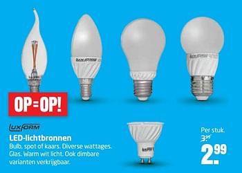 Aanbiedingen Led-lichtbronnen - LuxForm - Geldig van 16/01/2017 tot 29/01/2017 bij Formido