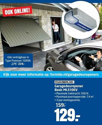 Aanbiedingen Garagedeuropener basic ml510ev - Chamberlain - Geldig van 16/01/2017 tot 29/01/2017 bij Formido