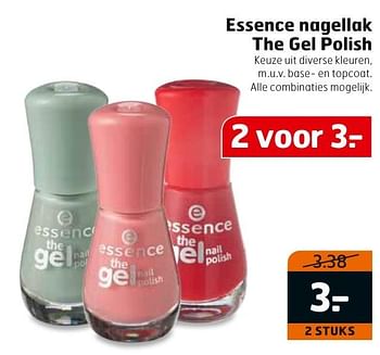 Aanbiedingen Essence nagellak the gel polish - Essence - Geldig van 17/01/2017 tot 29/01/2017 bij Trekpleister