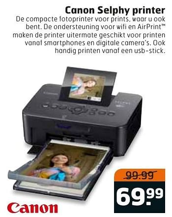 Aanbiedingen Canon selphy printer - Canon - Geldig van 17/01/2017 tot 29/01/2017 bij Trekpleister