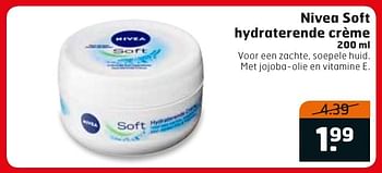 Aanbiedingen Nivea soft hydraterende crème - Nivea - Geldig van 17/01/2017 tot 29/01/2017 bij Trekpleister