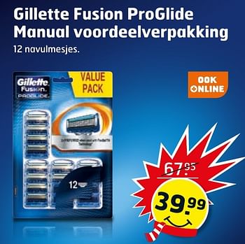 Aanbiedingen Gillette fusion proglide manual voordeelverpakking - Gillette - Geldig van 17/01/2017 tot 29/01/2017 bij Trekpleister