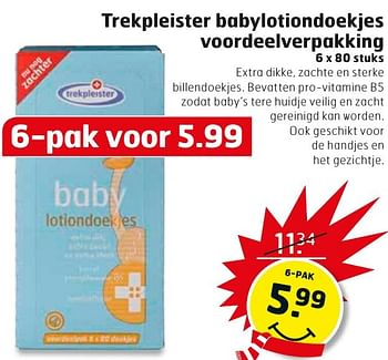 Aanbiedingen Trekpleister babylotiondoekjes voordeelverpakking - Huismerk - Trekpleister - Geldig van 17/01/2017 tot 29/01/2017 bij Trekpleister