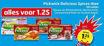 Aanbiedingen Pickwick delicious spices thee - Pickwick - Geldig van 17/01/2017 tot 29/01/2017 bij Trekpleister