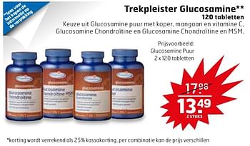 Aanbiedingen Glucosamine puur - Huismerk - Trekpleister - Geldig van 17/01/2017 tot 29/01/2017 bij Trekpleister