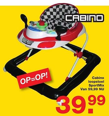 Aanbiedingen Cabino loopstoel sportmix - Cabino - Geldig van 06/01/2017 tot 30/01/2017 bij Baby & Tiener Megastore