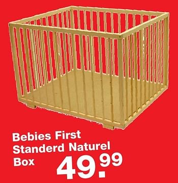 Aanbiedingen Bebies first standerd naturel box - bebiesfirst - Geldig van 06/01/2017 tot 30/01/2017 bij Baby & Tiener Megastore