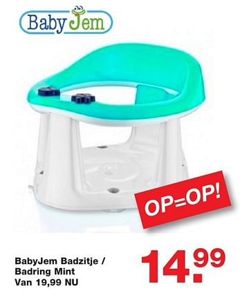 Aanbiedingen Babyjem badzitje - badring mint - BabyJem - Geldig van 06/01/2017 tot 30/01/2017 bij Baby & Tiener Megastore