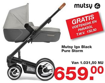 Aanbiedingen Mutsy igo black pure storm - Mutsy - Geldig van 06/01/2017 tot 30/01/2017 bij Baby & Tiener Megastore