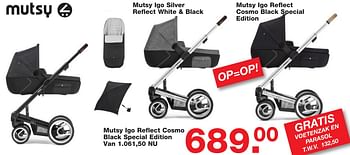 Aanbiedingen Mutsy igo reflect cosmo black special edition - Mutsy - Geldig van 06/01/2017 tot 30/01/2017 bij Baby & Tiener Megastore