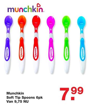 Aanbiedingen Munchkin soft tip spoons 6pk - Munchkin - Geldig van 06/01/2017 tot 30/01/2017 bij Baby & Tiener Megastore
