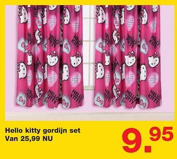 Aanbiedingen Hello kitty gordijn set - Huismerk - Baby &amp; Tiener Megastore - Geldig van 06/01/2017 tot 30/01/2017 bij Baby & Tiener Megastore