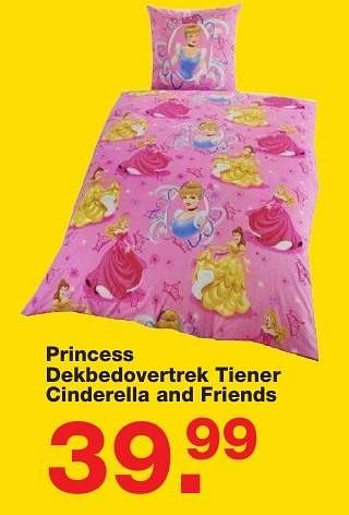 Aanbiedingen Princess dekbedovertrek tiener cinderella and friends - Huismerk - Baby &amp; Tiener Megastore - Geldig van 06/01/2017 tot 30/01/2017 bij Baby & Tiener Megastore
