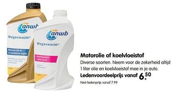 Aanbiedingen Motorolie of koelvloeistof - Huismerk - ANWB - Geldig van 01/01/2017 tot 31/01/2017 bij ANWB