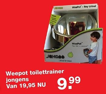 Aanbiedingen Weepot toilettrainer jongens - Weepot - Geldig van 06/01/2017 tot 30/01/2017 bij Baby & Tiener Megastore