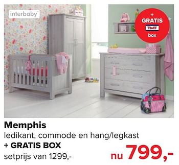 Aanbiedingen Memphis ledikant, commode en hang-legkast + gratis box - Interbaby - Geldig van 02/01/2017 tot 29/01/2017 bij Baby-Dump