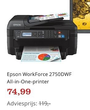 Aanbiedingen Epson workforce 2750dwf all-in-one-printer - Epson - Geldig van 02/01/2017 tot 31/01/2017 bij Bol