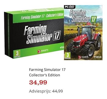 Aanbiedingen Farming simulator 17 collector`s edition - Focus Home Interactive - Geldig van 02/01/2017 tot 31/01/2017 bij Bol