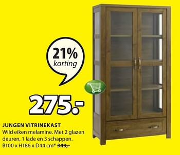 Aanbiedingen Jungen vitrinekast - Huismerk - Jysk - Geldig van 16/01/2017 tot 29/01/2017 bij Jysk