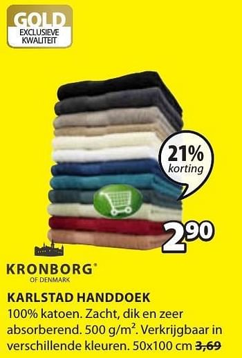 Aanbiedingen Karlstad handdoek - Kronborg - Geldig van 16/01/2017 tot 29/01/2017 bij Jysk