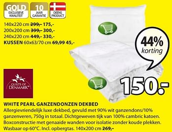 Aanbiedingen White pearl ganzendonzen dekbed - Huismerk - Jysk - Geldig van 16/01/2017 tot 29/01/2017 bij Jysk