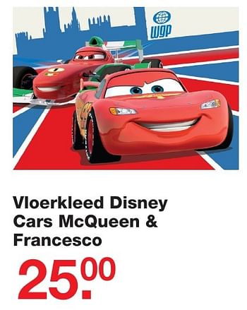 Aanbiedingen Vloerkleed disney cars mcqueen + francesco - Cars - Geldig van 29/01/2017 tot 20/02/2017 bij Baby & Tiener Megastore