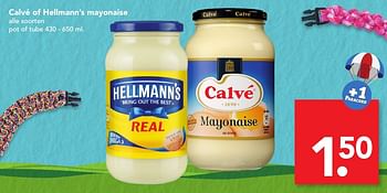 Aanbiedingen Calvé of hellmann`s mayonaise - Calve - Geldig van 22/01/2017 tot 28/01/2017 bij Deen Supermarkten
