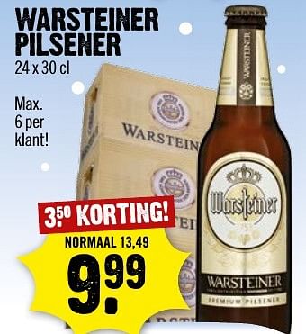 Aanbiedingen Warsteiner pilsener - Warsteiner - Geldig van 22/01/2017 tot 28/01/2017 bij Dirk III
