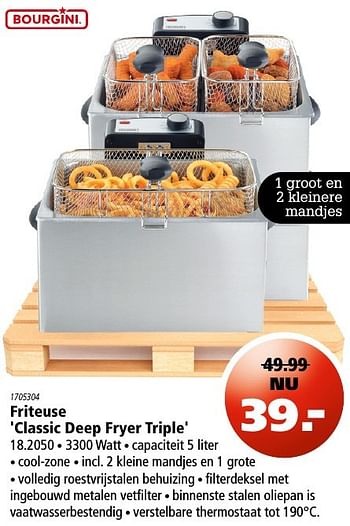 Aanbiedingen Friteuse classic deep fryer triple - Huismerk - Marskramer - Geldig van 19/01/2017 tot 01/02/2017 bij Marskramer