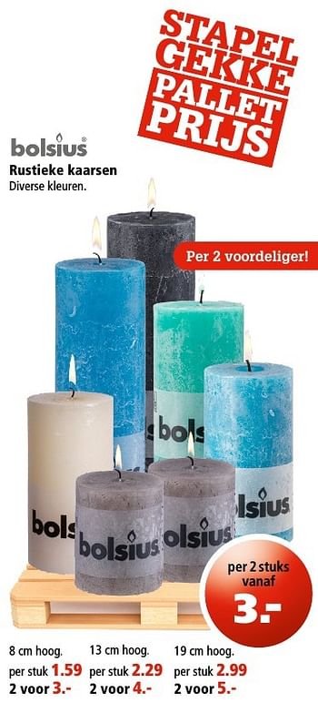 Aanbiedingen Rustieke kaarsen - Bolsius - Geldig van 19/01/2017 tot 01/02/2017 bij Marskramer