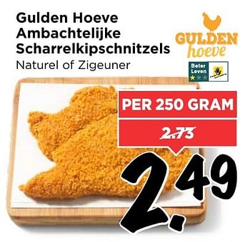 Aanbiedingen Gulden hoeve ambachtelijke scharrelkipschnitzels - Huismerk Vomar - Geldig van 22/01/2017 tot 28/01/2017 bij Vomar