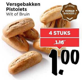 Aanbiedingen Versgebakken pistolets wit of bruin - Huismerk Vomar - Geldig van 22/01/2017 tot 28/01/2017 bij Vomar