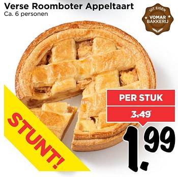 Aanbiedingen Verse roomboter appeltaart - Huismerk Vomar - Geldig van 22/01/2017 tot 28/01/2017 bij Vomar