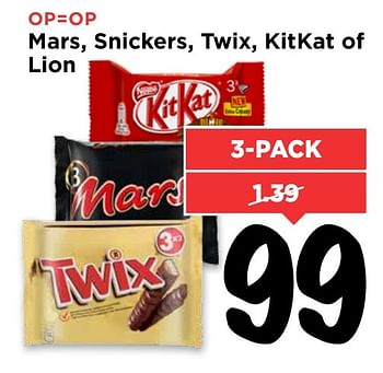 Aanbiedingen Mars, snickers, twix, kitkat of lion - Huismerk Vomar - Geldig van 22/01/2017 tot 28/01/2017 bij Vomar
