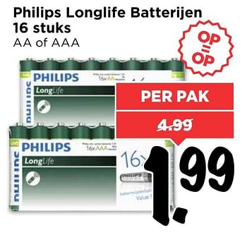 Aanbiedingen Philips longlife batterijen - Philips - Geldig van 22/01/2017 tot 28/01/2017 bij Vomar