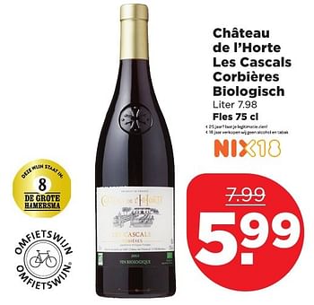 Aanbiedingen Château de l`horte les cascals corbières biologisch - Rode wijnen - Geldig van 22/01/2017 tot 28/01/2017 bij Plus