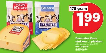 Aanbiedingen Beemster kaas stukken of plakken - Beemster - Geldig van 22/01/2017 tot 28/01/2017 bij Plus