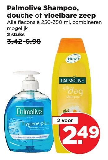 Aanbiedingen Palmolive shampoo, douche of vloeibare zeep - Palmolive - Geldig van 22/01/2017 tot 28/01/2017 bij Plus