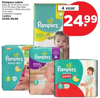 Aanbiedingen Pampers luiers - Pampers - Geldig van 22/01/2017 tot 28/01/2017 bij Plus