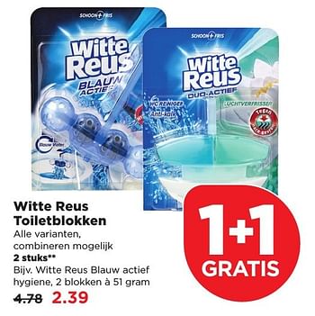 Aanbiedingen Witte reus toiletblokken - Witte reus - Geldig van 22/01/2017 tot 28/01/2017 bij Plus