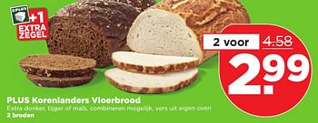 Aanbiedingen Plus korenlanders vloerbrood - Huismerk - Plus - Geldig van 22/01/2017 tot 28/01/2017 bij Plus