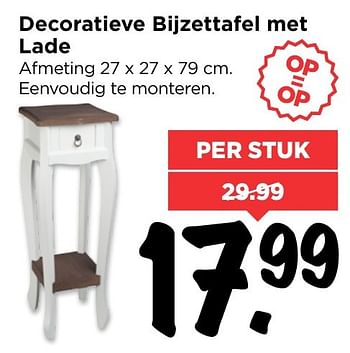 Aanbiedingen Decoratieve bijzettafel met lade - Huismerk Vomar - Geldig van 22/01/2017 tot 28/01/2017 bij Vomar