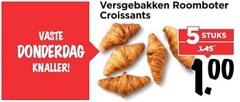 Aanbiedingen Versgebakken roomboter croissants - Huismerk Vomar - Geldig van 22/01/2017 tot 28/01/2017 bij Vomar