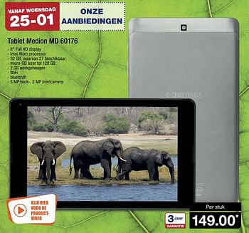 Aanbiedingen Medion md 60176 tablet - Medion - Geldig van 22/01/2017 tot 29/01/2017 bij Aldi