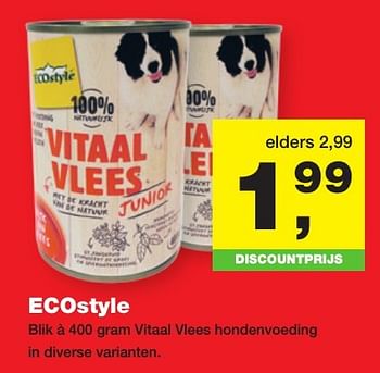 Aanbiedingen Ecostyle blik à 400 gram vitaal vlees hondenvoeding - Ecostyle - Geldig van 23/01/2017 tot 05/02/2017 bij Jumper