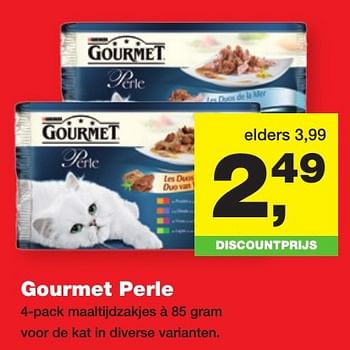 Aanbiedingen Gourmet perle 4-pack maaltijdzakjes - Purina - Geldig van 23/01/2017 tot 05/02/2017 bij Jumper