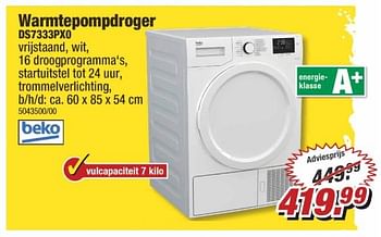 Aanbiedingen Beko warmtepompdroger ds7333px0 - Beko - Geldig van 23/01/2017 tot 29/01/2017 bij Poco