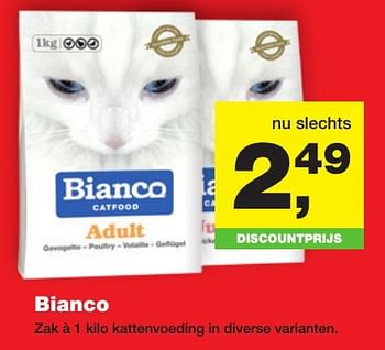 Aanbiedingen Bianco zak à 1 kilo kattenvoeding - Bianco - Geldig van 23/01/2017 tot 05/02/2017 bij Jumper