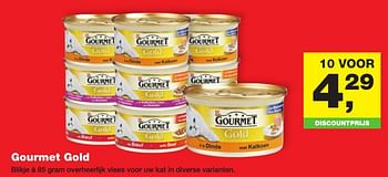 Aanbiedingen Gourmet gold blikje à 85 gram overheerlijk vlees - Purina - Geldig van 23/01/2017 tot 05/02/2017 bij Jumper