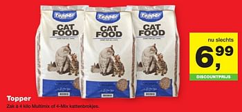 Aanbiedingen Topper zak à 4 kilo multimix of 4-mix kattenbrokjes. - Topper - Geldig van 23/01/2017 tot 05/02/2017 bij Jumper